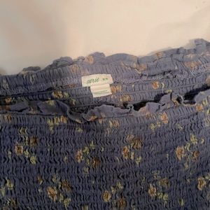 Aerie smocked, cropped long sleeve floral top